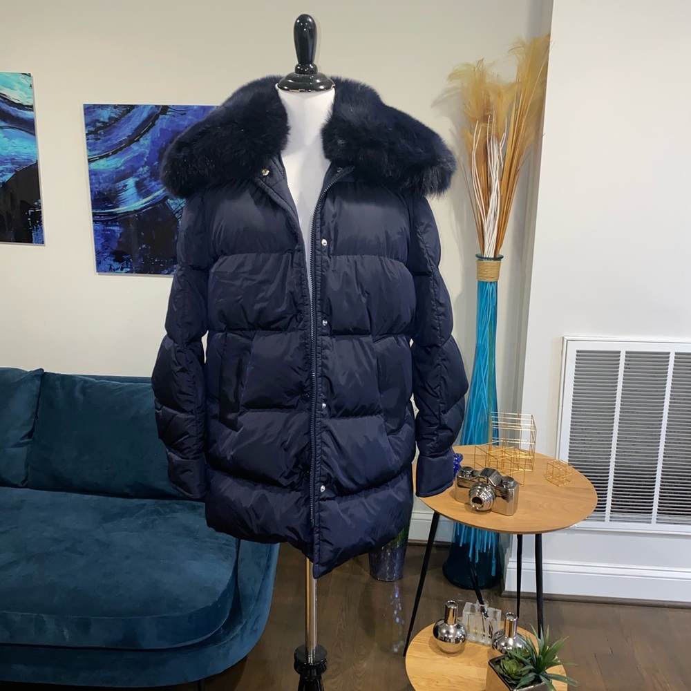 Moncler Mesange Fox-Fur Trimmed Coat - Picture 2 of 8